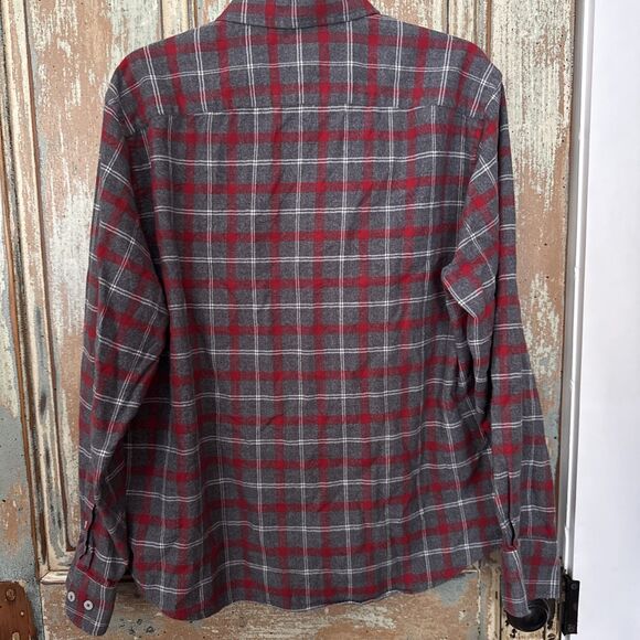 UNTUCKit Jaxon Mens X Large Regular Fit Flannel Plaid Shirt Gray Red White - Picture 6 of 6